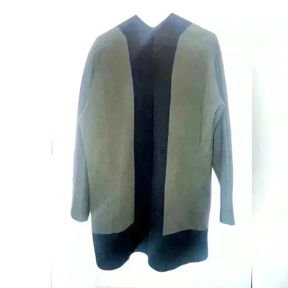 Eileen Fisher Merino Wool color block cardigan - Picture 3 of 5